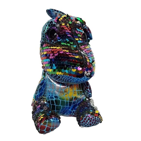 Grin Studios Bling Lalo Reversible Sequin Dinosaur Plush Stuffed Animal 7" - Picture 1 of 6